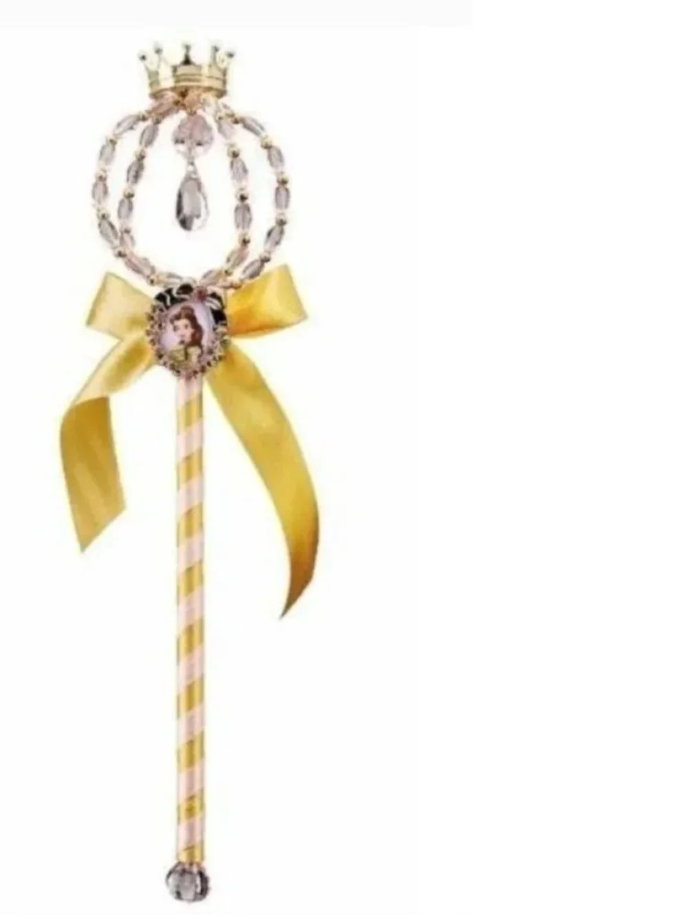 Princess Belle Light Up Halloween Costume 7/8 Yellow Dress Wand Girls Disney